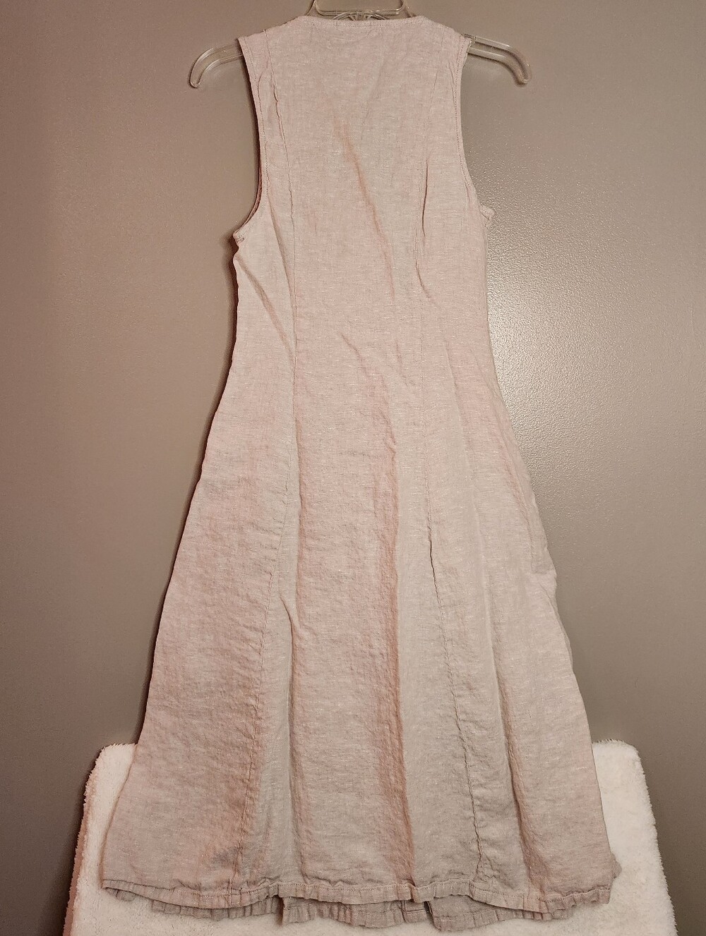 Tahari Sleeveless Linen Button-Front Maxi Dress in Light Beige Size 2 - Picture 11 of 14